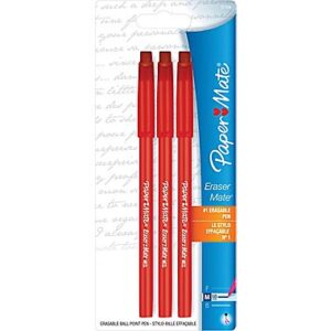 EraserMate Ball Point Pen - Red  3/pkg